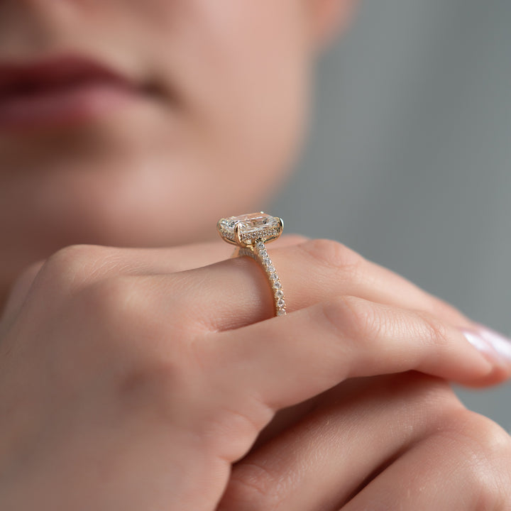 The Pave Natasha Radiant Lab Diamond Moissanite Engagement Ring *Shown with 2.5 ct #material_gold