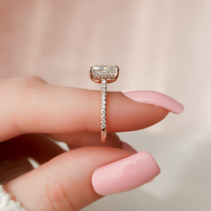 The Pave Natasha Radiant Lab Diamond Moissanite Engagement Ring *Shown with 2.5 ct #material_rose