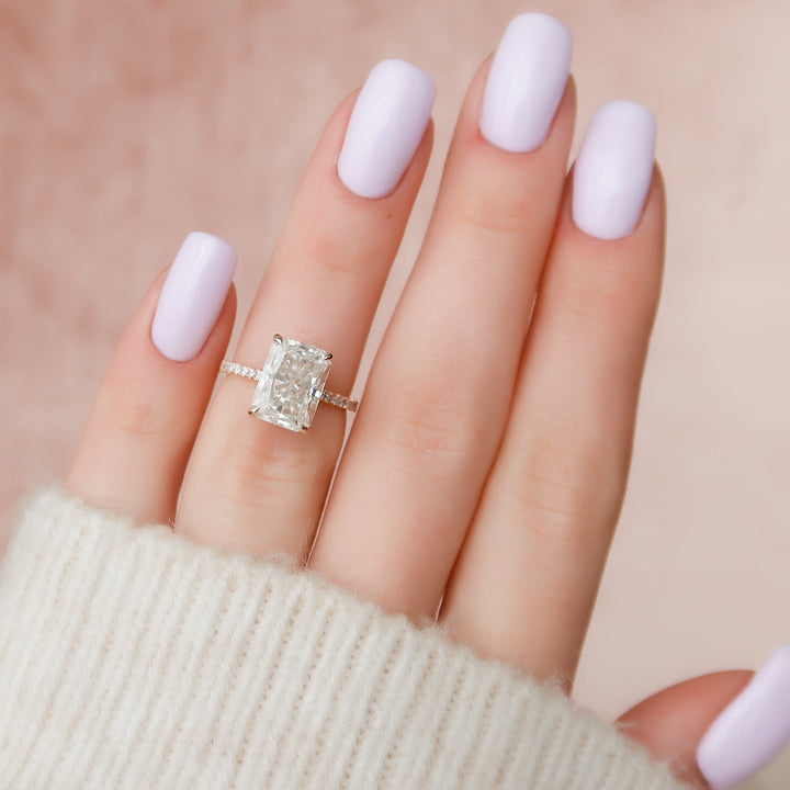 The Pave Natasha Radiant Lab Diamond Moissanite Engagement Ring *Shown with 4.5 ct #material_rose