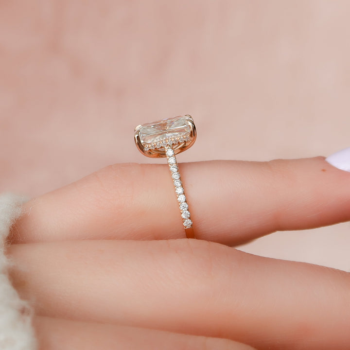 The Pave Natasha Radiant Lab Diamond Moissanite Engagement Ring *Shown with 4.5 ct #material_rose