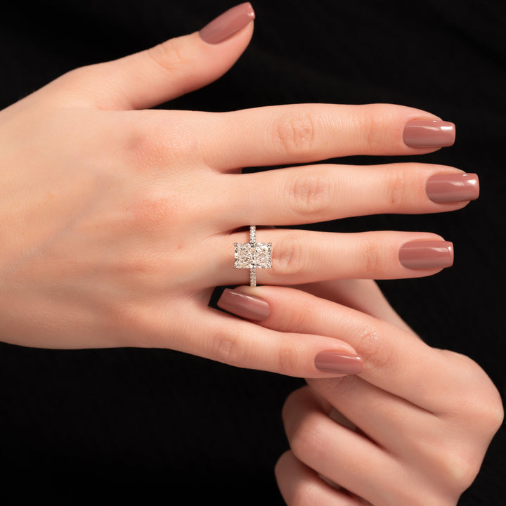The Pave Natasha Radiant Lab Diamond Moissanite Engagement Ring *Shown with 3.5 ct #material_white