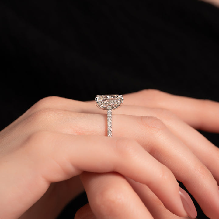 The Pave Natasha Radiant Lab Diamond Moissanite Engagement Ring *Shown with 3.5 ct #material_white