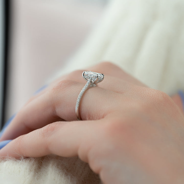 The Pave Natasha Radiant Lab Diamond Moissanite Engagement Ring *Shown with 2 ct #material_white