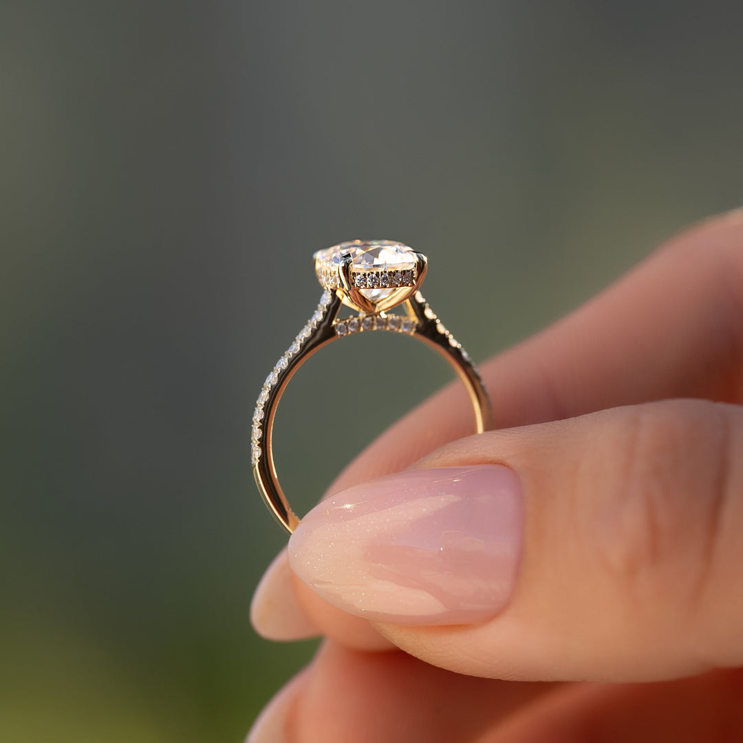 The Pave Natasha Round Lab Diamond Moissanite Engagement Ring