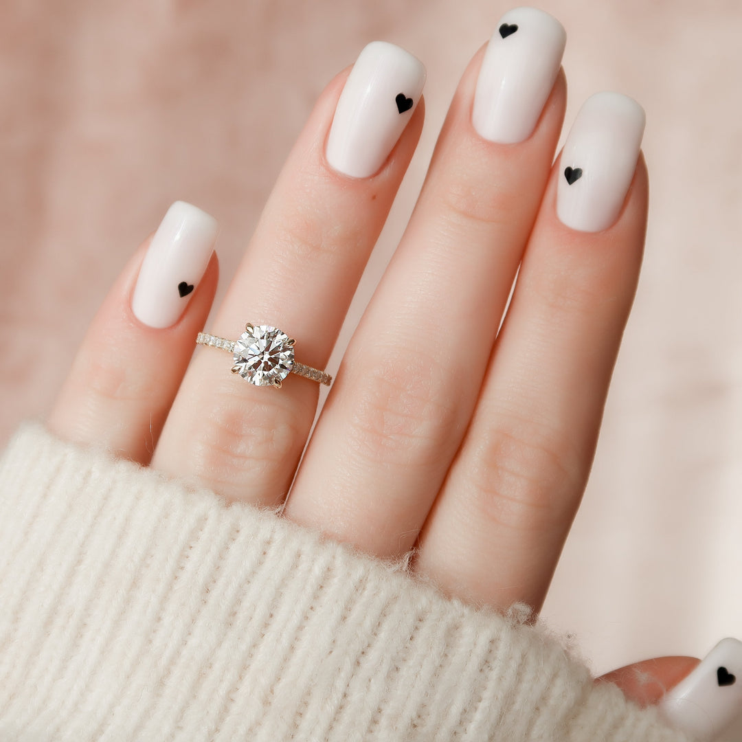 The Pave Natasha Round Lab Diamond Moissanite Engagement Ring