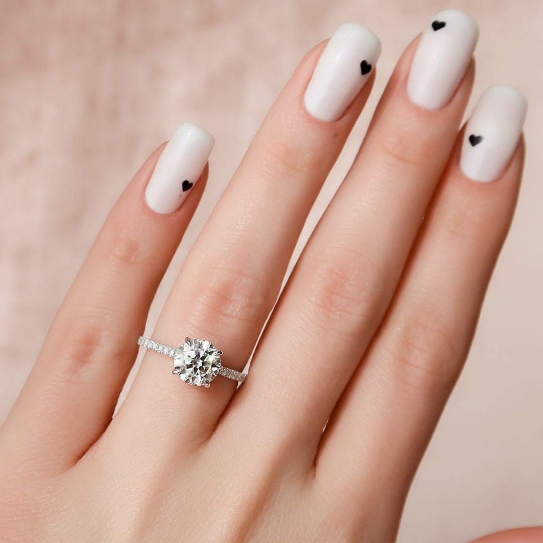 The Pave Natasha Round Lab Diamond Moissanite Engagement Ring