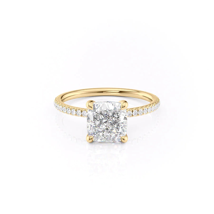 The Pave Navy Set With Cushion Pave Lab Diamond 1 Carat 14K Gold#material_14k-gold