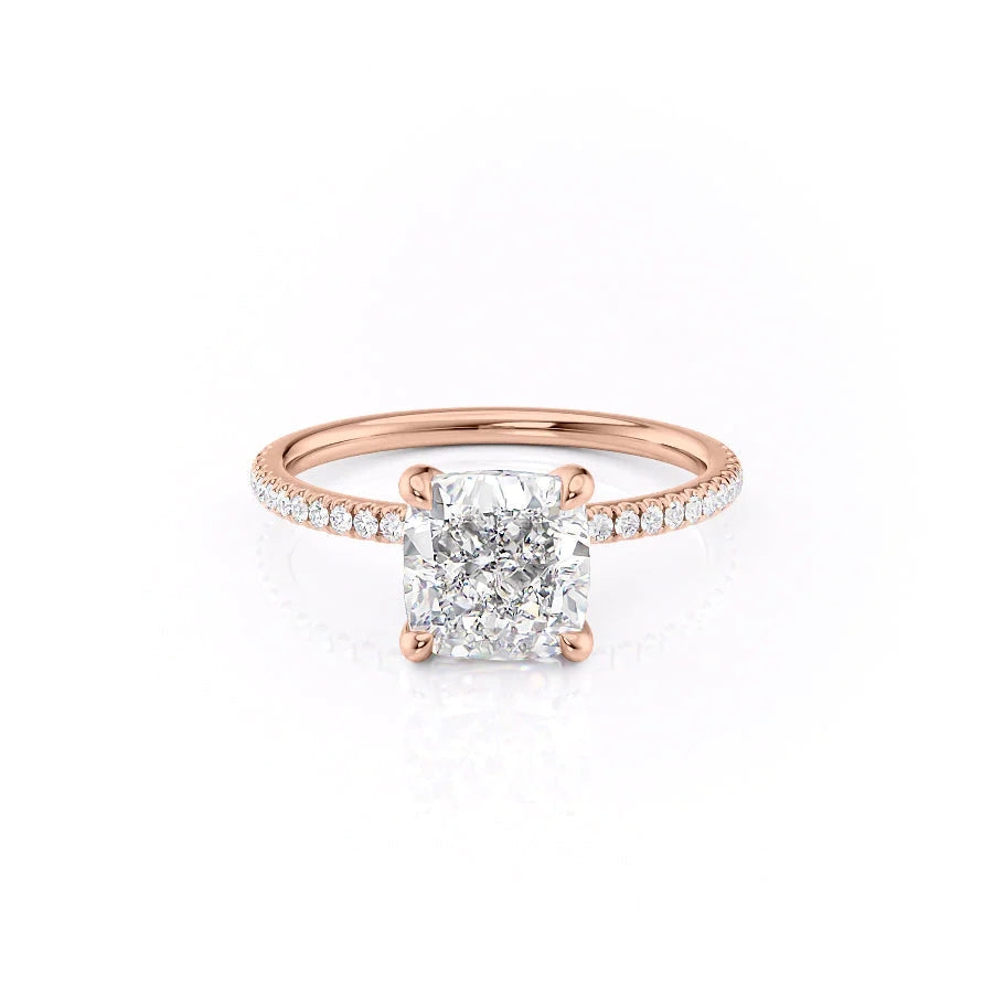 The Pave Navy Set With Cushion Pave Lab Diamond 1 Carat 14K Rose#material_14k-rose