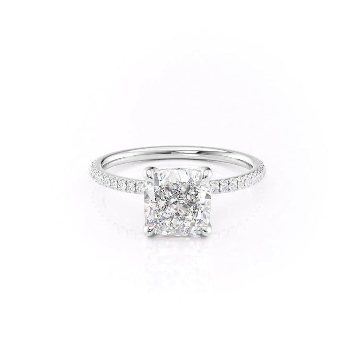 The Pave Navy Set With Cushion Pave Lab Diamond 1 Carat 14K White#material_14k-white