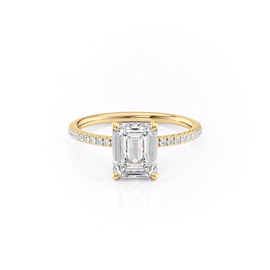 The Pave Navy Set With Emerald Pave Lab Diamond 1 Carat 14K Gold#material_14k-gold