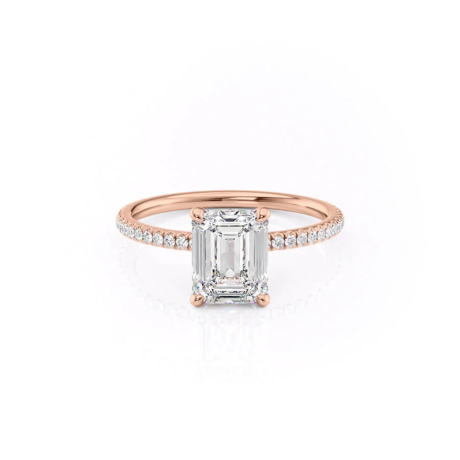 The Pave Navy Set With Emerald Pave Lab Diamond 1 Carat 14K Rose#material_14k-rose