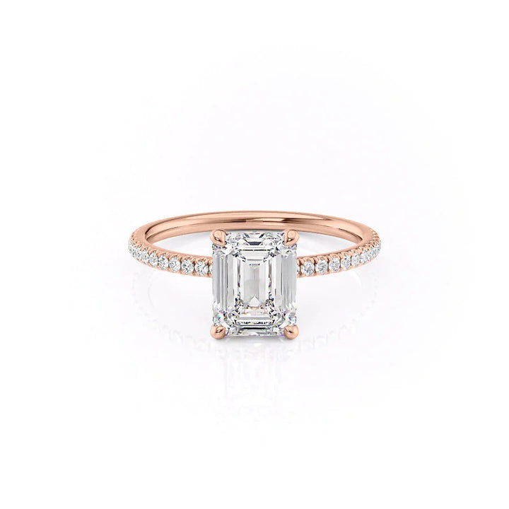 The Pave Navy Set With Emerald Pave Moissanite#material_14k-rose