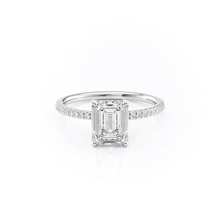 The Pave Navy Set With Emerald Pave Lab Diamond 1 Carat 14K White#material_14k-white