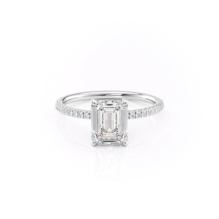 The Pave Navy Set With Emerald Pave Moissanite#material_14k-white