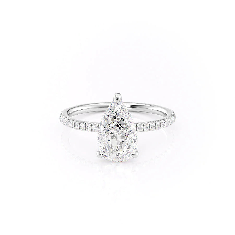 The Pave Navy Set With Pear Pave Lab Diamond 1 Carat 14K White#material_14k-white