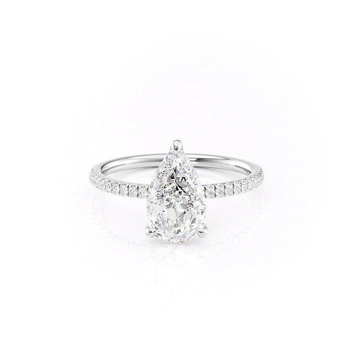 The Pave Navy Set With Pear Pave Lab Diamond 1 Carat 14K White#material_14k-white