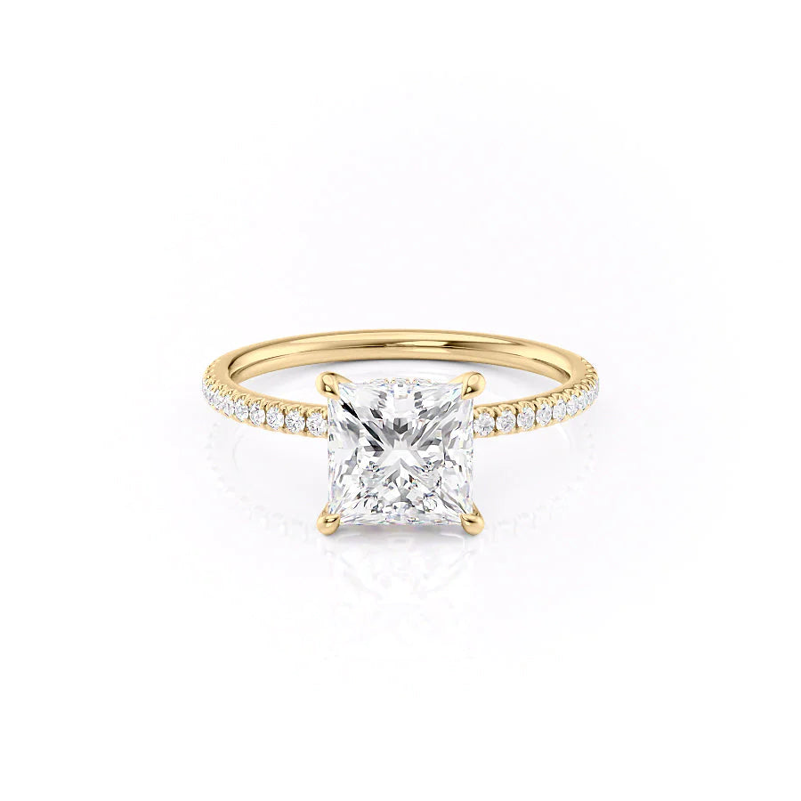 The Pave Navy Set With Princess Pave Lab Diamond 1 Carat 14K Gold#material_14k-gold