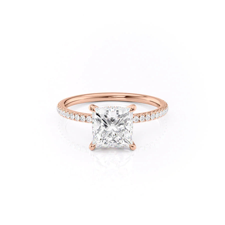 The Pave Navy Set With Princess Pave Lab Diamond 1 Carat 14K Rose#material_14k-rose