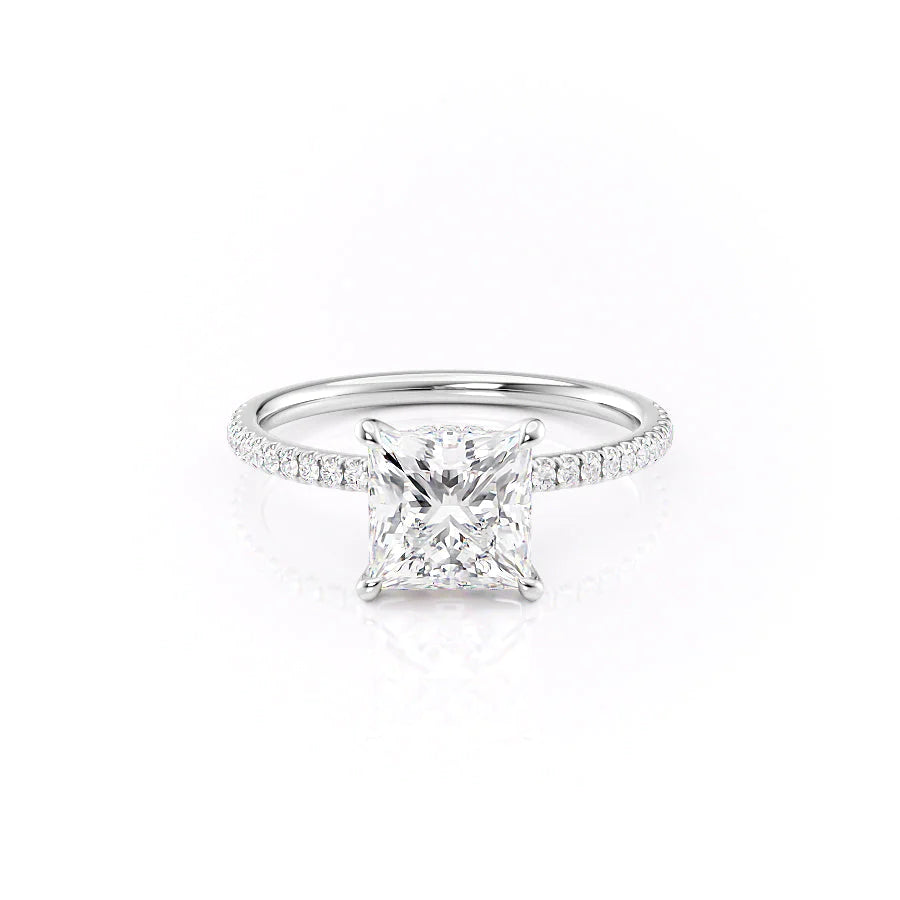 The Pave Navy Set With Princess Pave Lab Diamond 1 Carat 14K White#material_14k-white