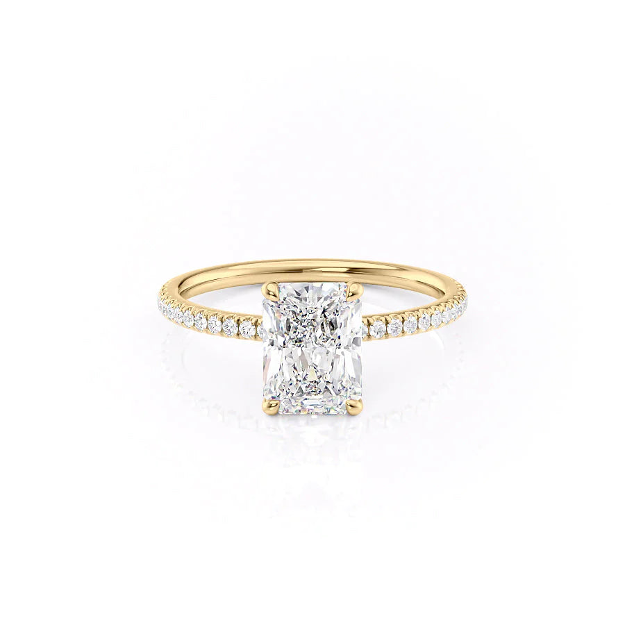 The Pave Navy Set With Radiant Pave Lab Diamond 1 Carat 14K Gold#material_14k-gold