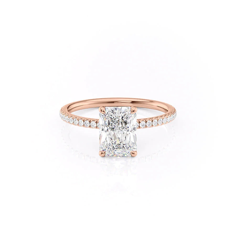 The Pave Navy Set With Radiant Pave Lab Diamond 1 Carat 14K Rose#material_14k-rose