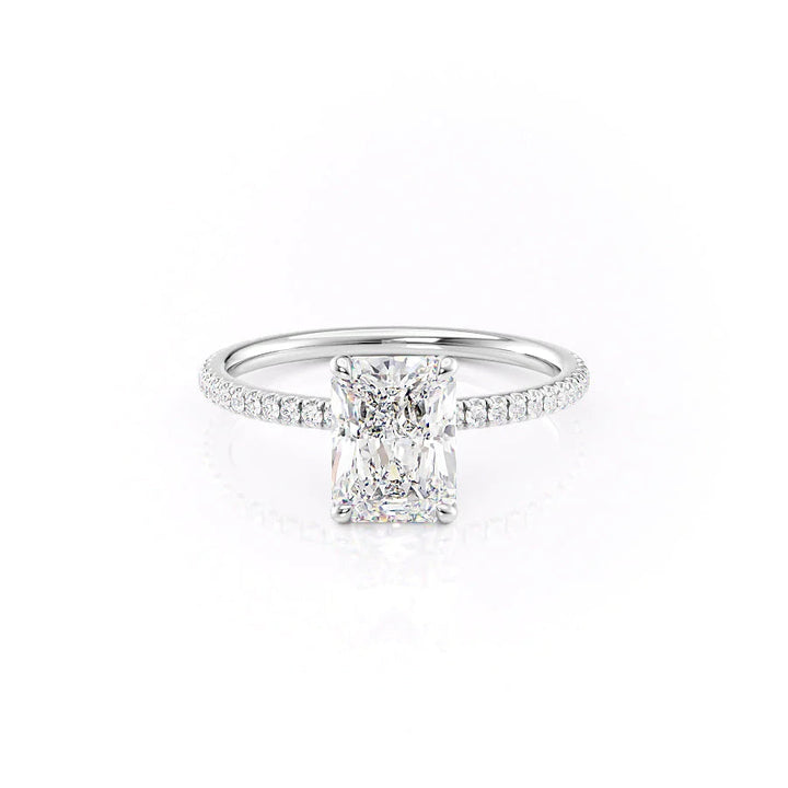 The Pave Navy Set With Radiant Pave Lab Diamond 1 Carat 14K White#material_14k-white