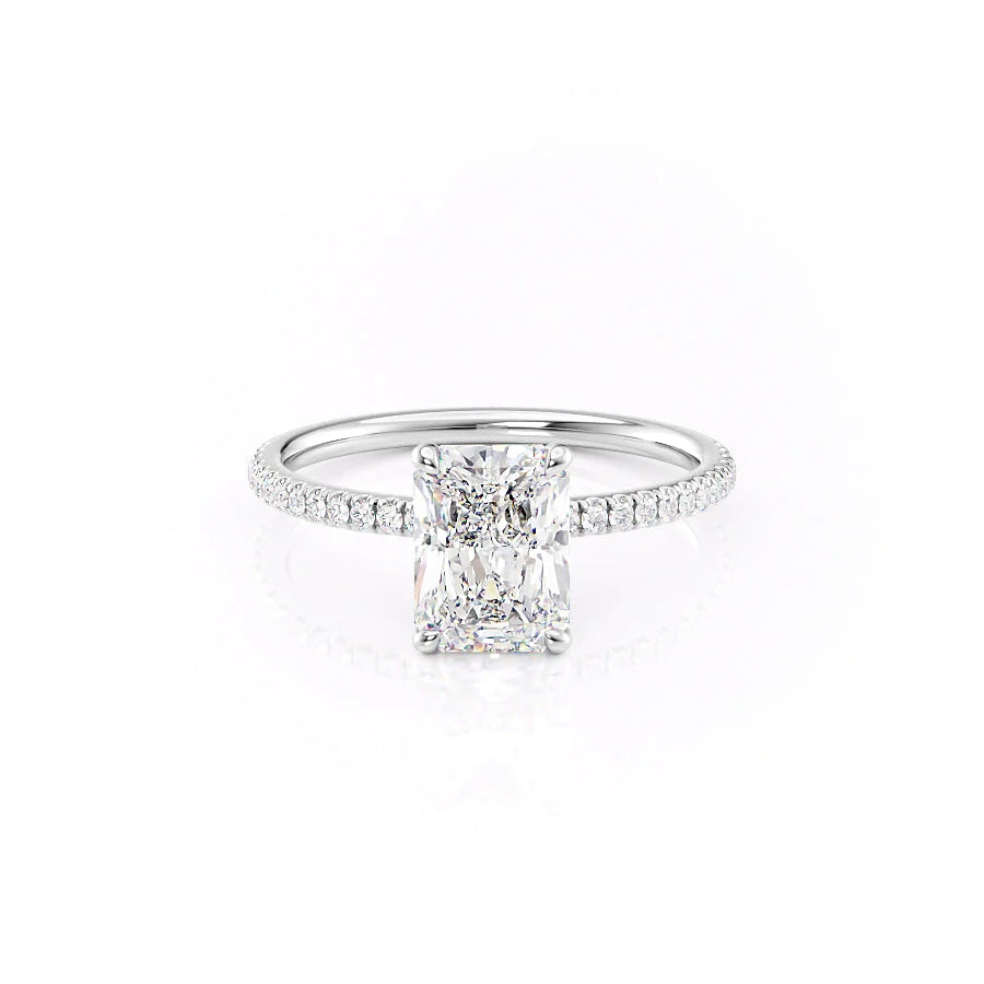 The Pave Navy Set With Radiant Pave Lab Diamond 1 Carat 18K White#material_18k-white