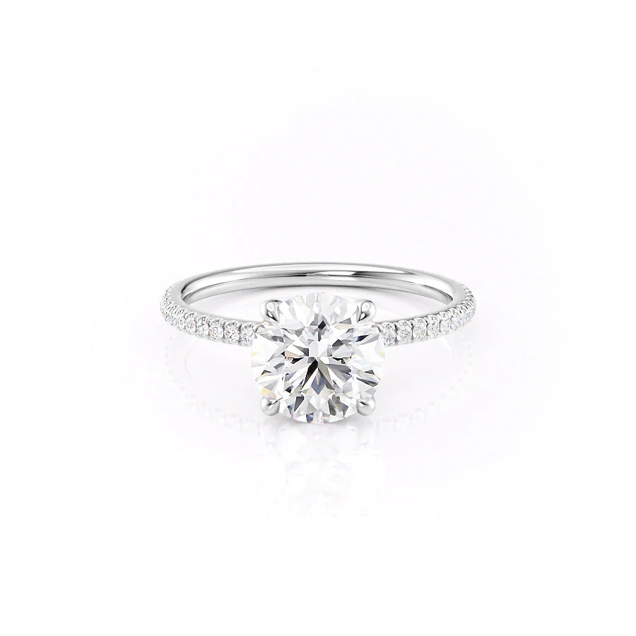 The Pave Navy Set With Round Pave Lab Diamond 1 Carat 14K White#material_14k-white