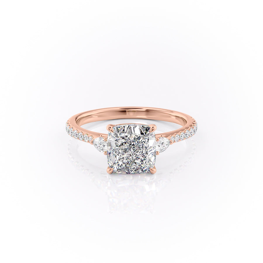 The Pave Pears Leona Set With A Cushion Lab Diamond-L'Amour Brilliance #material_rose