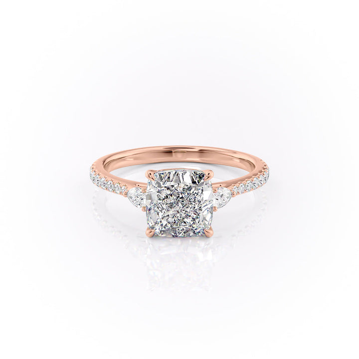 The Pave Pears Leona Set With A Cushion Lab Diamond-L'Amour Brilliance #material_rose