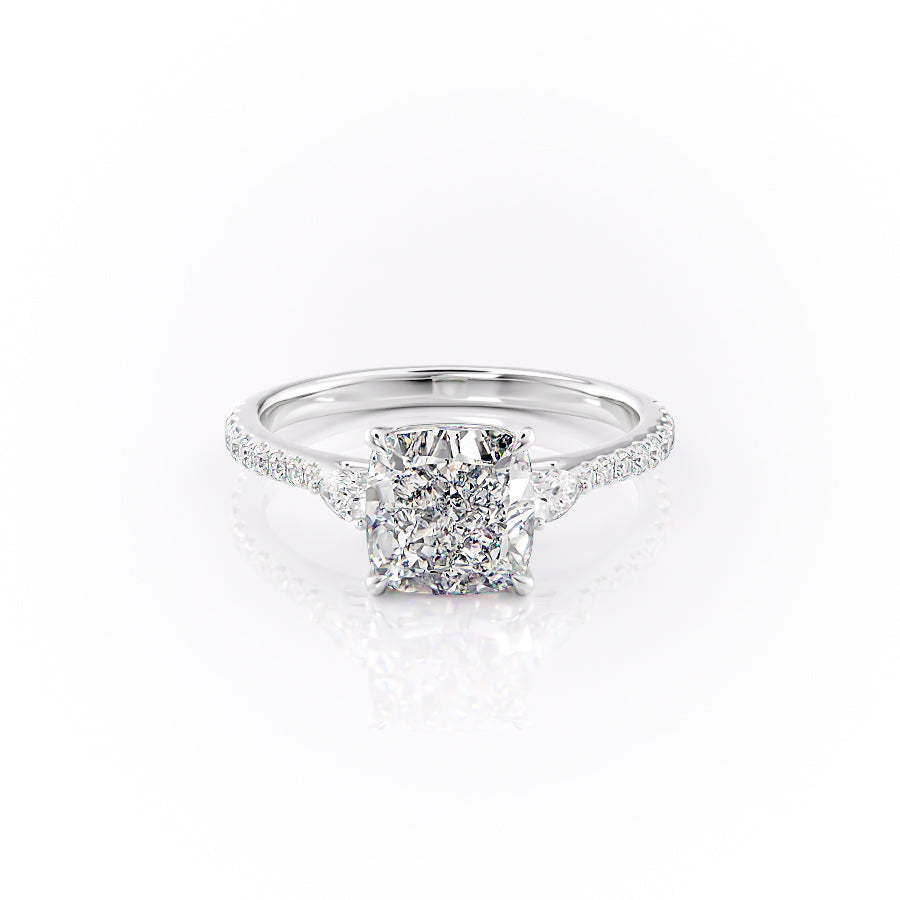 The Pave Pears Leona Set With A Cushion Lab Diamond-L'Amour Brilliance #material_white