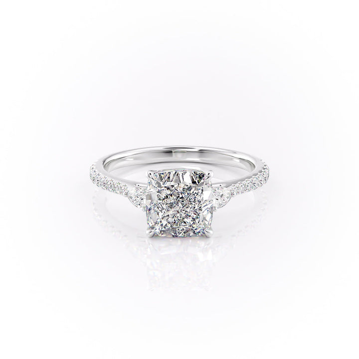 The Pave Pears Leona Set With A Cushion Lab Diamond-L'Amour Brilliance #material_white