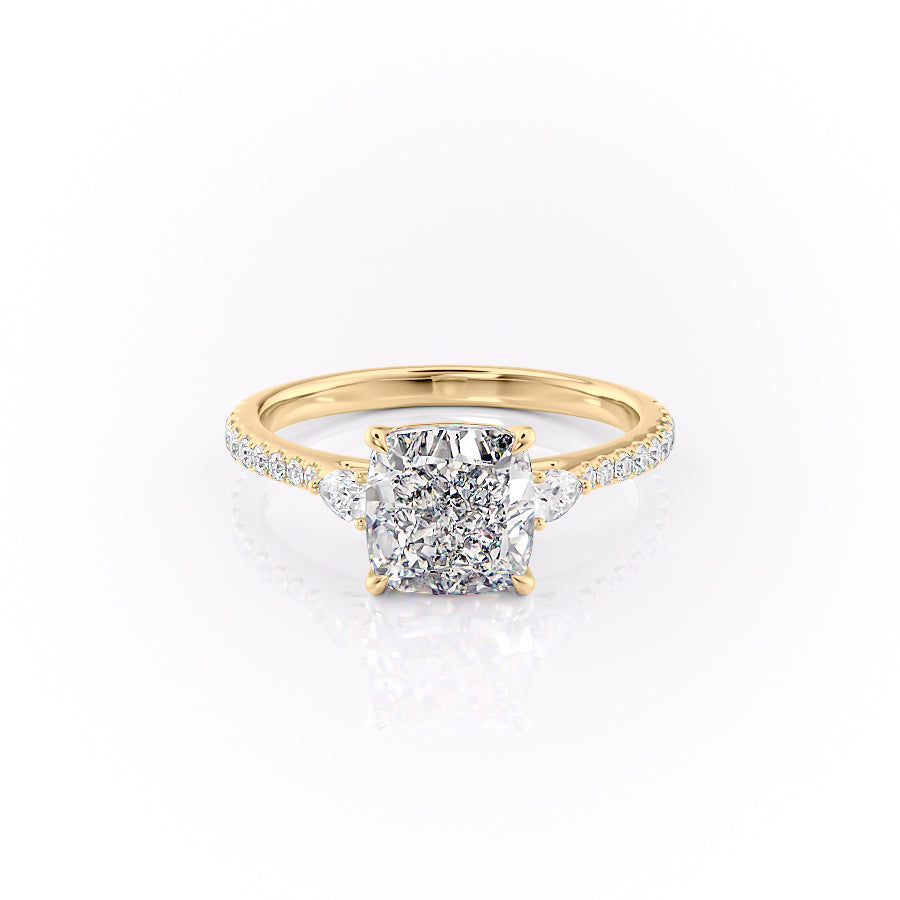 The Pave Pears Leona Set With A Cushion Lab Diamond-L'Amour Brilliance #material_gold