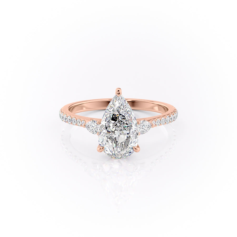 The Pave Pears Leona Set With A Pear Lab Diamond-L'Amour Brilliance #material_rose