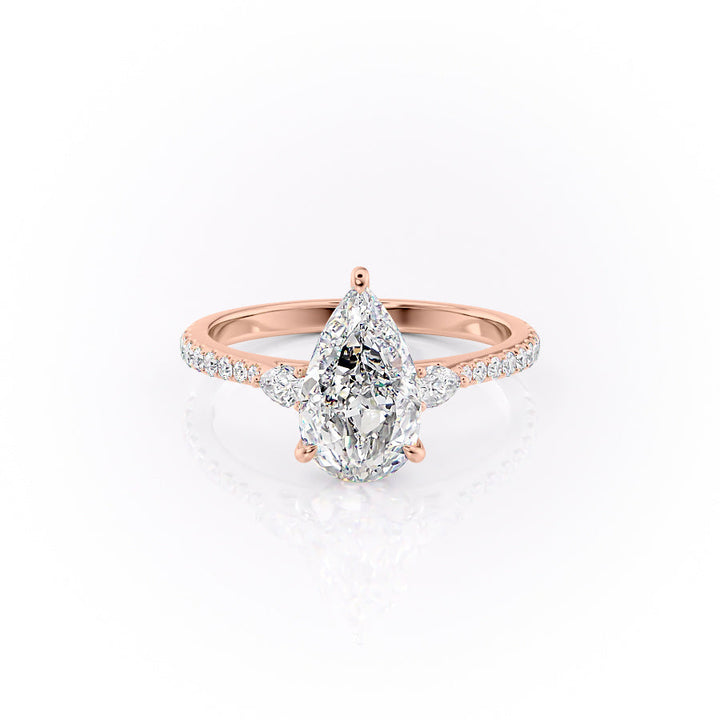 The Pave Pears Leona Set With A Pear Lab Diamond-L'Amour Brilliance #material_rose