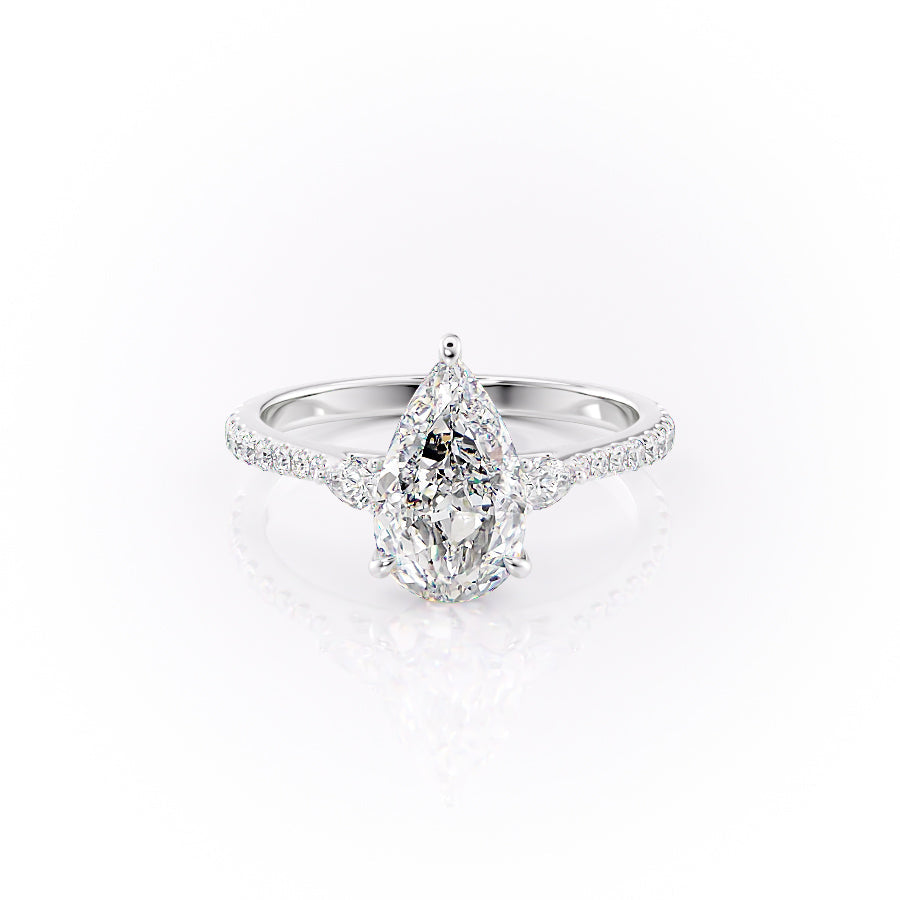 The Pave Pears Leona Set With A Pear Lab Diamond-L'Amour Brilliance #material_white