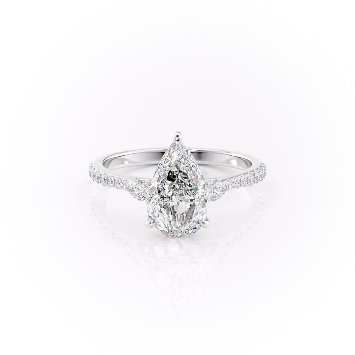 The Pave Pears Leona Set With A Pear Lab Diamond-L'Amour Brilliance #material_white