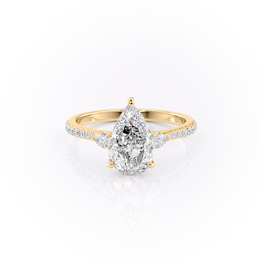 The Pave Pears Leona Set With A Pear Lab Diamond-L'Amour Brilliance #material_gold
