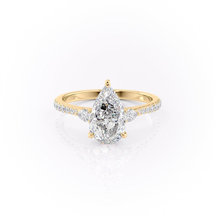 The Pave Pears Leona Set With A Pear Lab Diamond-L'Amour Brilliance #material_gold
