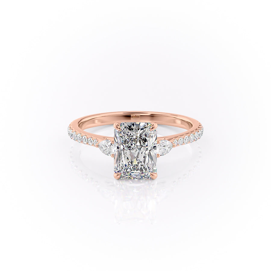 The Pave Pears Leona Set With A Radiant Lab Diamond-L'Amour Brilliance #material_rose