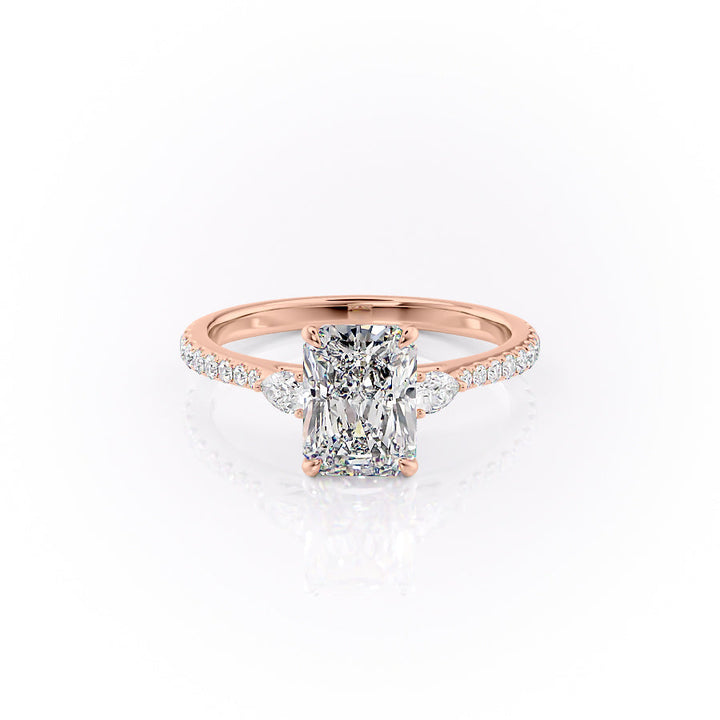 The Pave Pears Leona Set With A Radiant Lab Diamond-L'Amour Brilliance #material_rose