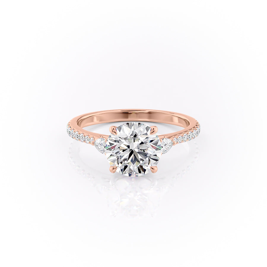 The Pave Pears Leona Set With A Round Lab Diamond-L'Amour Brilliance #material_rose