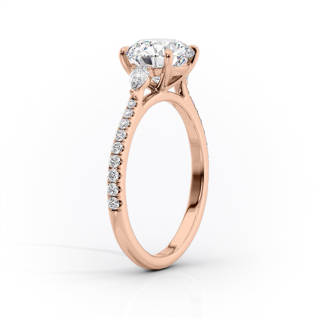 The Pave Pears Leona Set With A Round Lab Diamond#material_rose