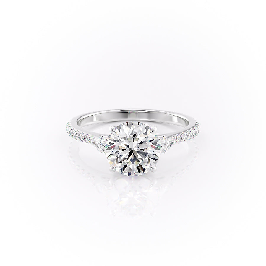The Pave Pears Leona Set With A Round Lab Diamond-L'Amour Brilliance #material_white