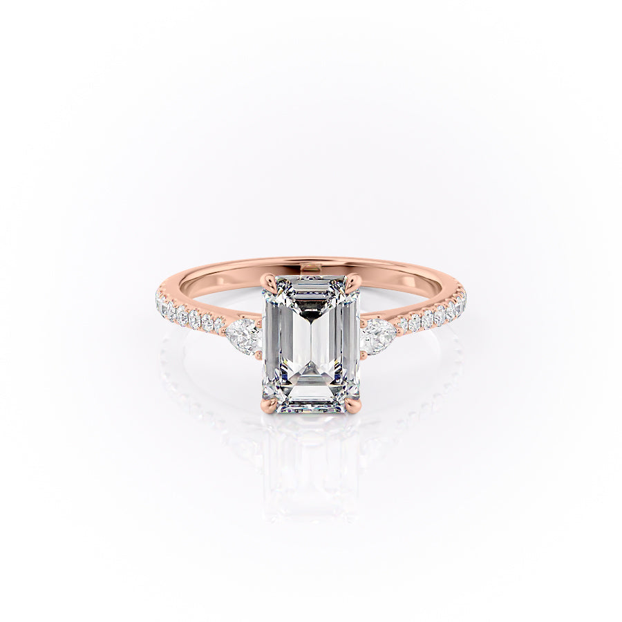 The Pave Pears Leona Set With An Emerald Lab Diamond-L'Amour Brilliance #material_rose