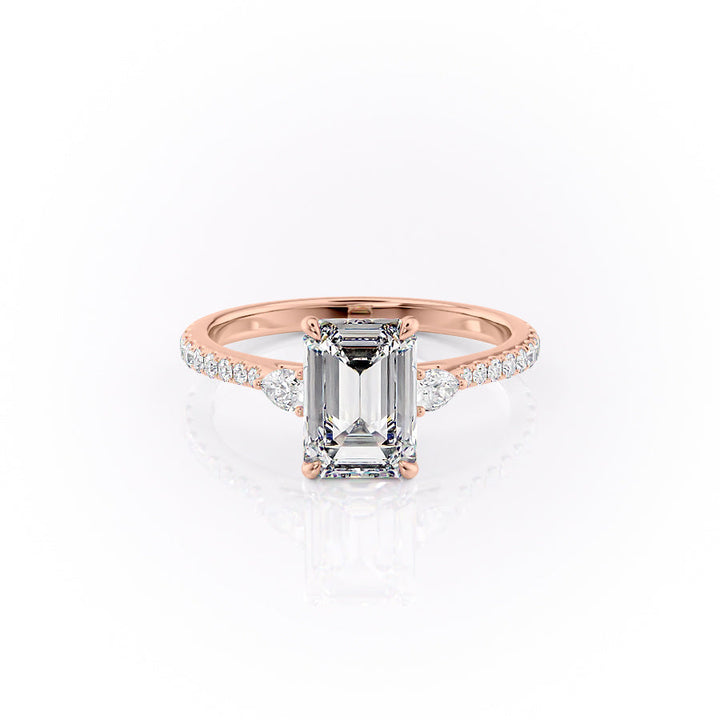 The Pave Pears Leona Set With An Emerald Lab Diamond-L'Amour Brilliance #material_rose