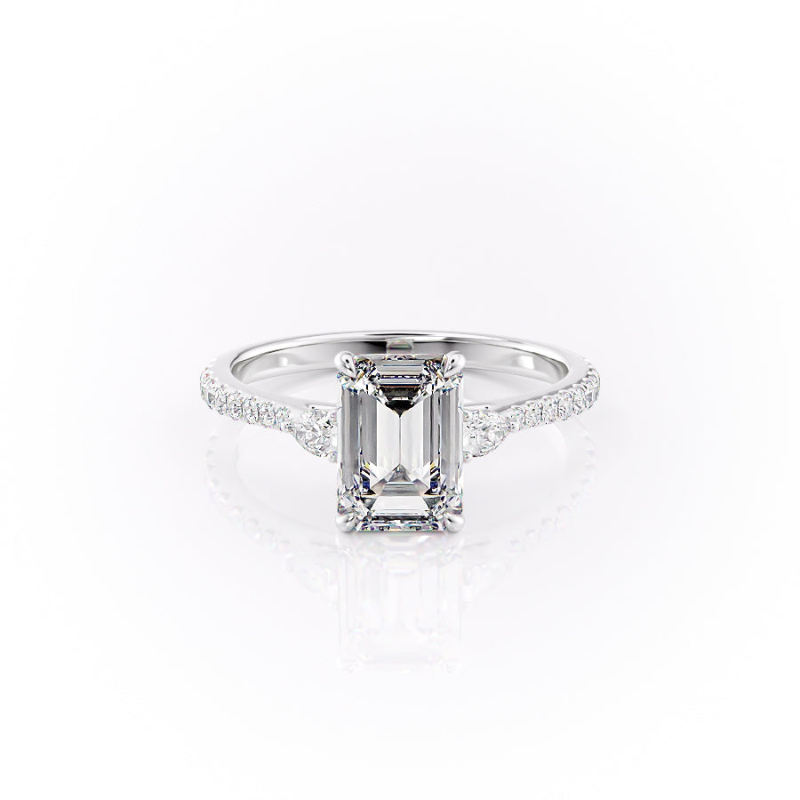 The Pave Pears Leona Set With An Emerald Lab Diamond-L'Amour Brilliance #material_white