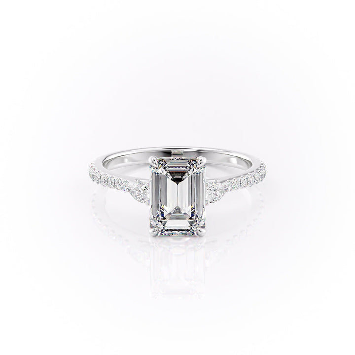 The Pave Pears Leona Set With An Emerald Lab Diamond-L'Amour Brilliance #material_white