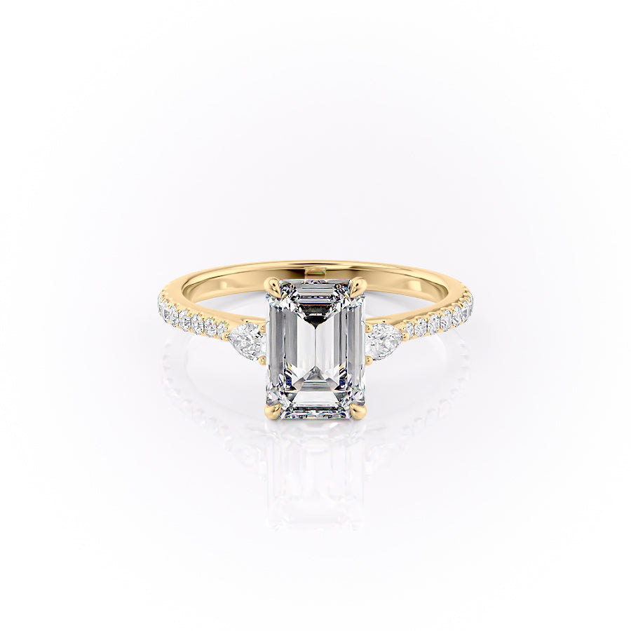 The Pave Pears Leona Set With An Emerald Lab Diamond-L'Amour Brilliance #material_gold