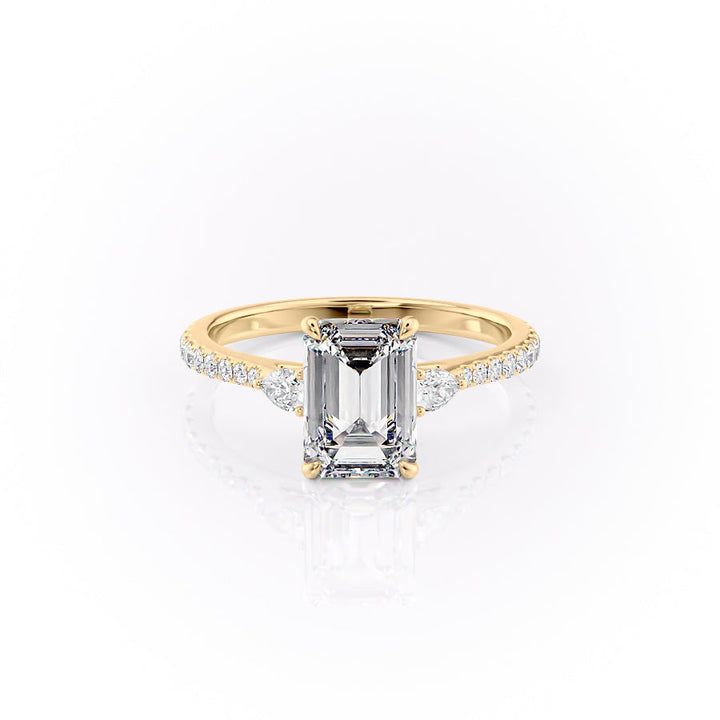 The Pave Pears Leona Set With An Emerald Lab Diamond-L'Amour Brilliance #material_gold